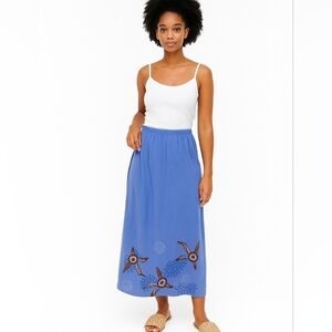 Blue Fish VTG Maxi Hand Painted Organic Cotton Skirt In Periwinkle Langenlook 1